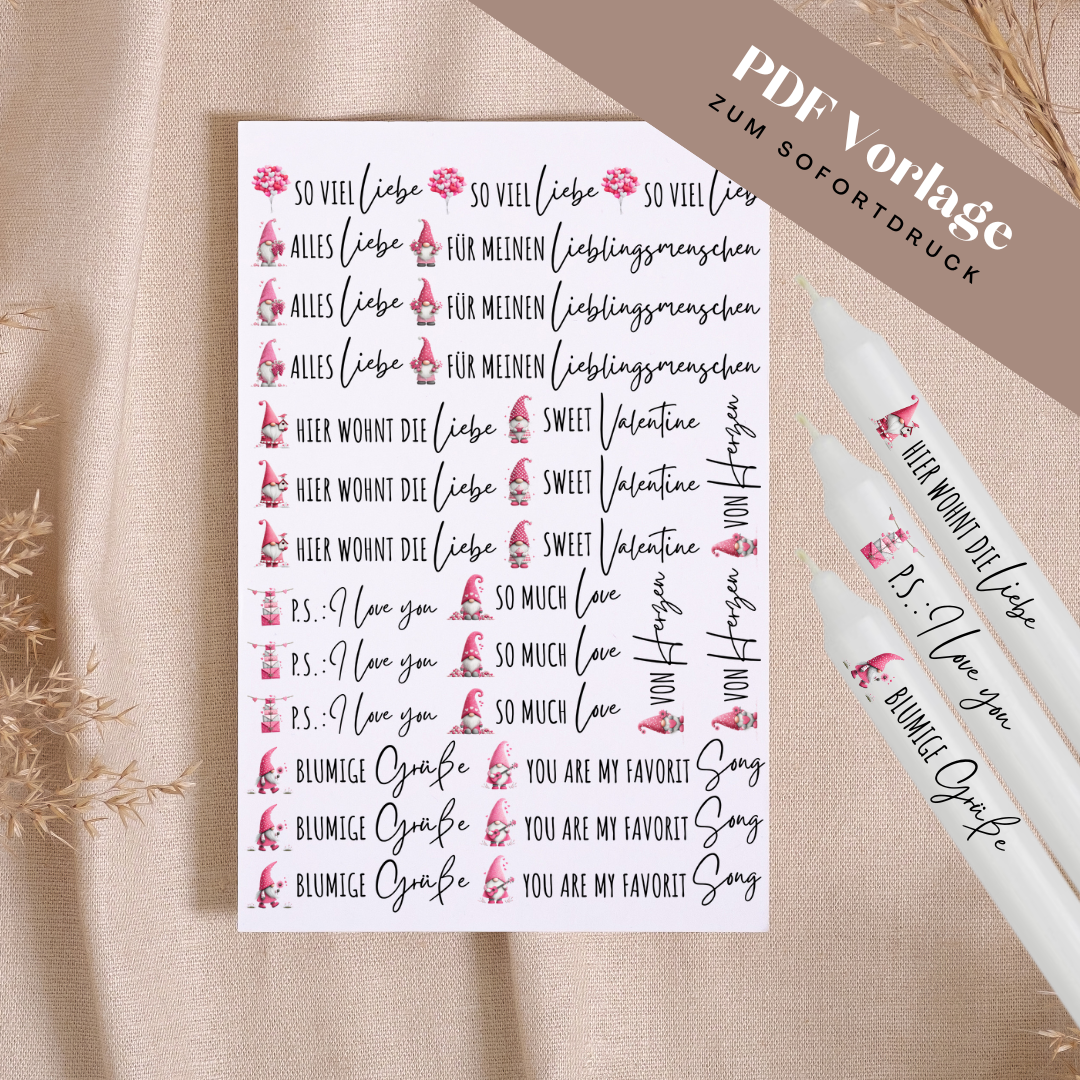 Kerzentattoo Vorlage Liebe PDF zum Ausdrucken für DIY Kerzen