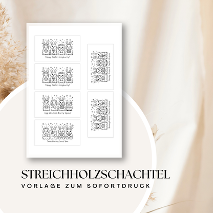 Streichholzschachtel Vorlage Ostern | Matchbox Printable | Osterhasen Geschenkverpackung | DIY Mitgebsel | Sofortdownload PDF