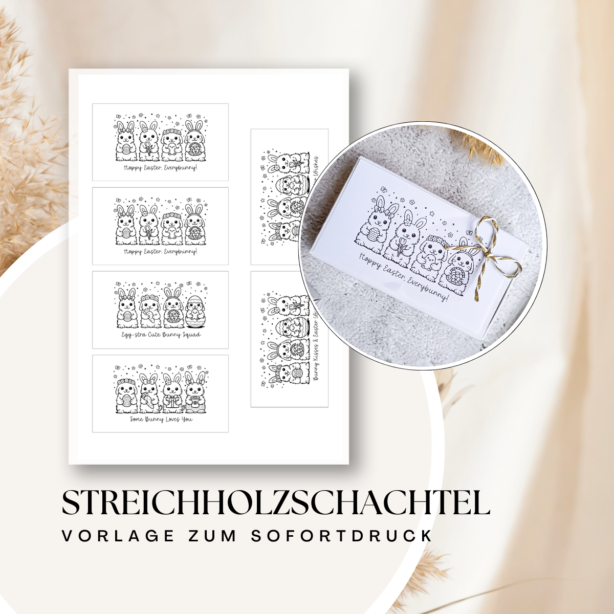 Streichholzschachtel Vorlage Ostern | Matchbox Printable | Osterhasen Geschenkverpackung | DIY Mitgebsel | Sofortdownload PDF