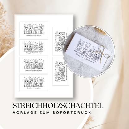 Streichholzschachtel Vorlage Ostern | Matchbox Printable | Osterhasen Geschenkverpackung | DIY Mitgebsel | Sofortdownload PDF