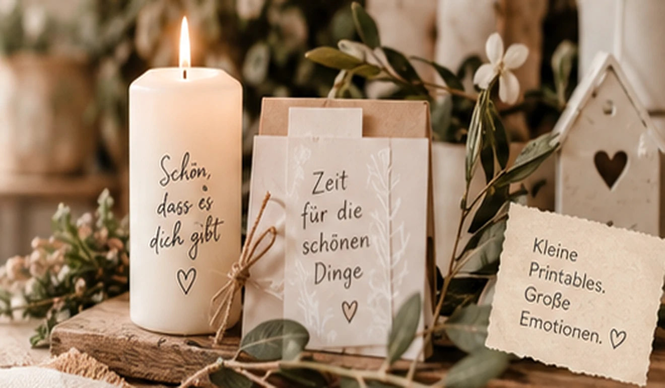Kerzen und liebevoll gestaltete Geschenkideen
